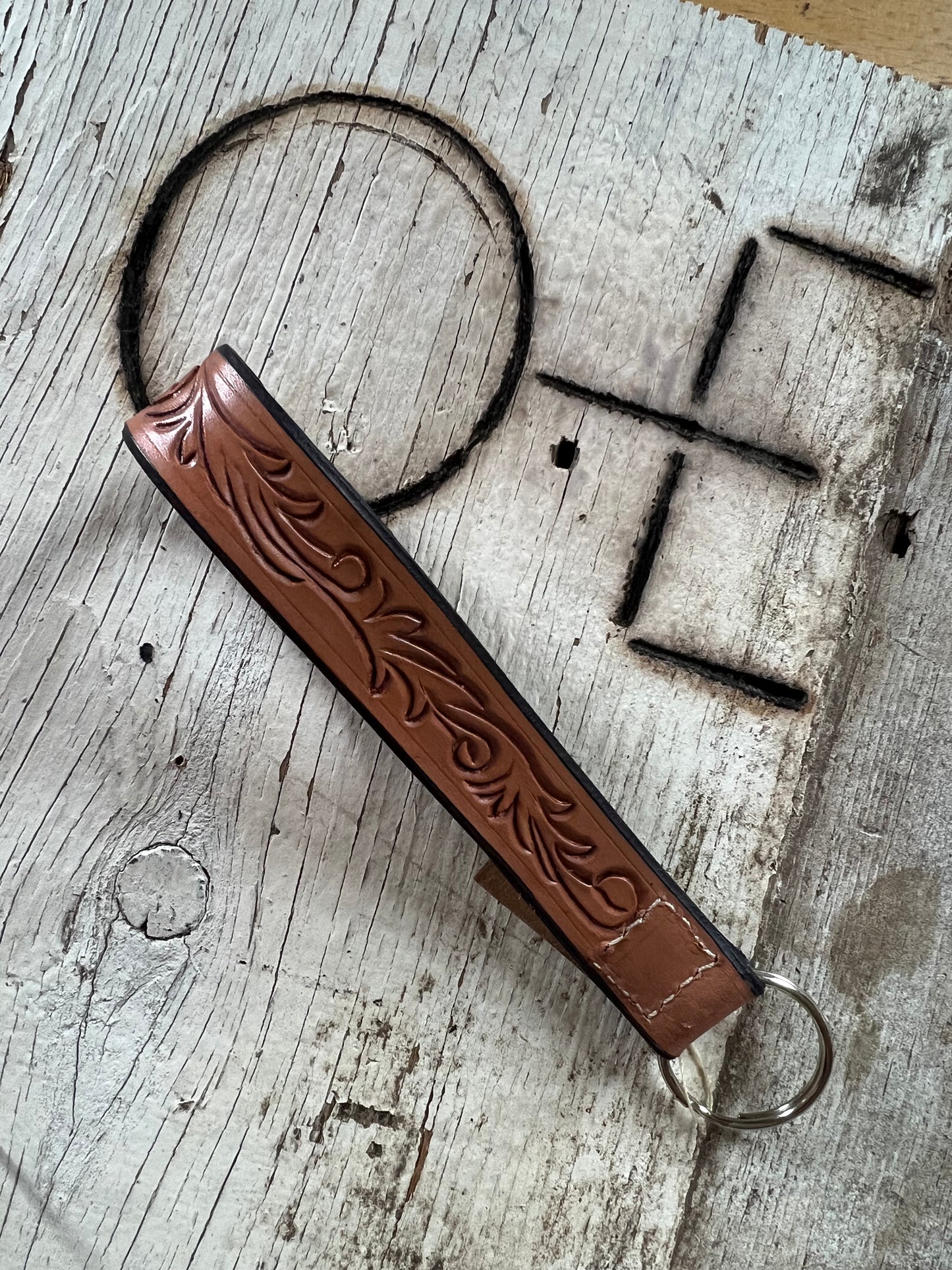 Tooled Leather Keychain